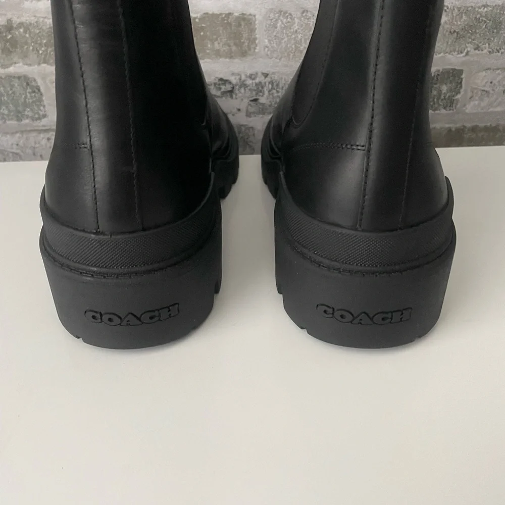 Coach Men’s Black Leather Chelsea Boots Lug Sole Size 12